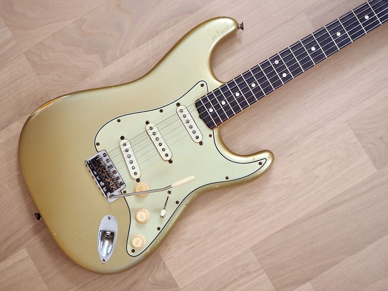 1963 Fender Stratocaster Vintage Pre-CBS Electric Guitar Shoreline Gold w/ Blonde Case, Hangtag image 1