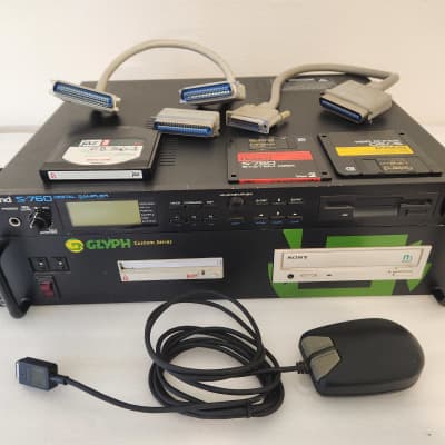 Roland S-760 Sampler Lot - OP-760-01 MU-1 Mouse Glyph SCSI CD Jaz Drives cables 1994 - 1998 - Black