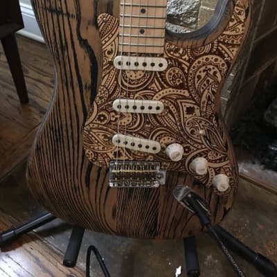 Raw paisley laser engraved wood pickguard for stratocaster | Reverb