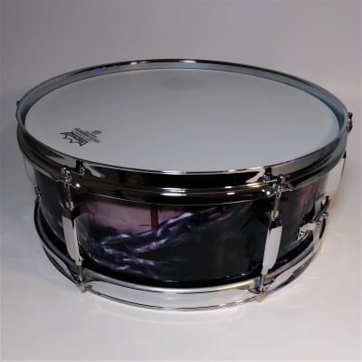 Pearl 13" x 5" Steel Shell Snare - "Grunge Chains" Skin Over Chrome image 3