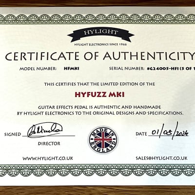 HYLIGHT HyFuzz MKI Custom Shop Classic Fuzz Tone Pedal NOS OC81 Germanium Transistors Made In London UK image 10