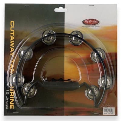 Stagg TAB-2-BK - Half Moon Cutaway Plastic Tambourine w/16 Jingles - Black