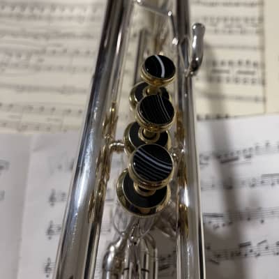 Bach 37 Stradivarius Bb Trumpet Silver with Onyx and Gold Trim image 4