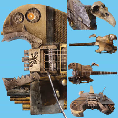 Custom apocalypse mad max style steampunk guitar (made to order) - see photos for examples image 5