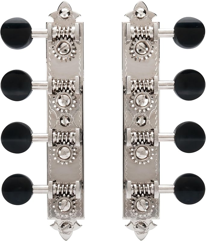 Golden Age A-style Mandolin Tuners, Relic nickel with black knobs image 1
