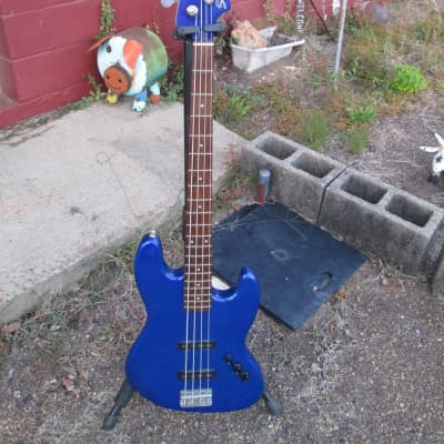 FENDER Squier Standard Jazz Electric Bass Guitar w/Blue matching h/s sold AS IS image 1