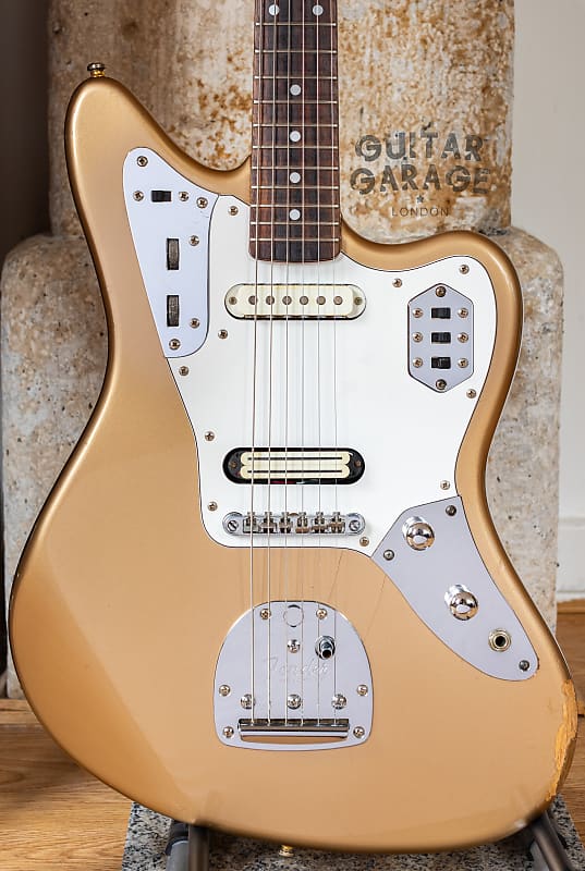 2002 Fender Japan Jaguar 66 Vintage Reissue Shoreline Gold offset guitar -  rare colour CIJ | Reverb
