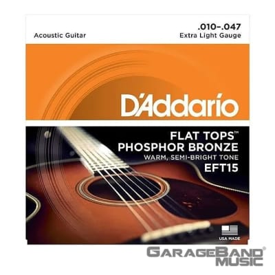 D'Addario EFT15  Guitar Strings  Acoustic  Flat Tops  Extra Light image 1