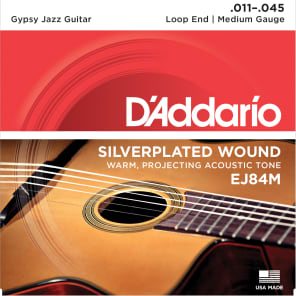 D'Addario EJ84M Medium Loop End Gypsy Jazz Acoustic Guitar Strings, 11-45
