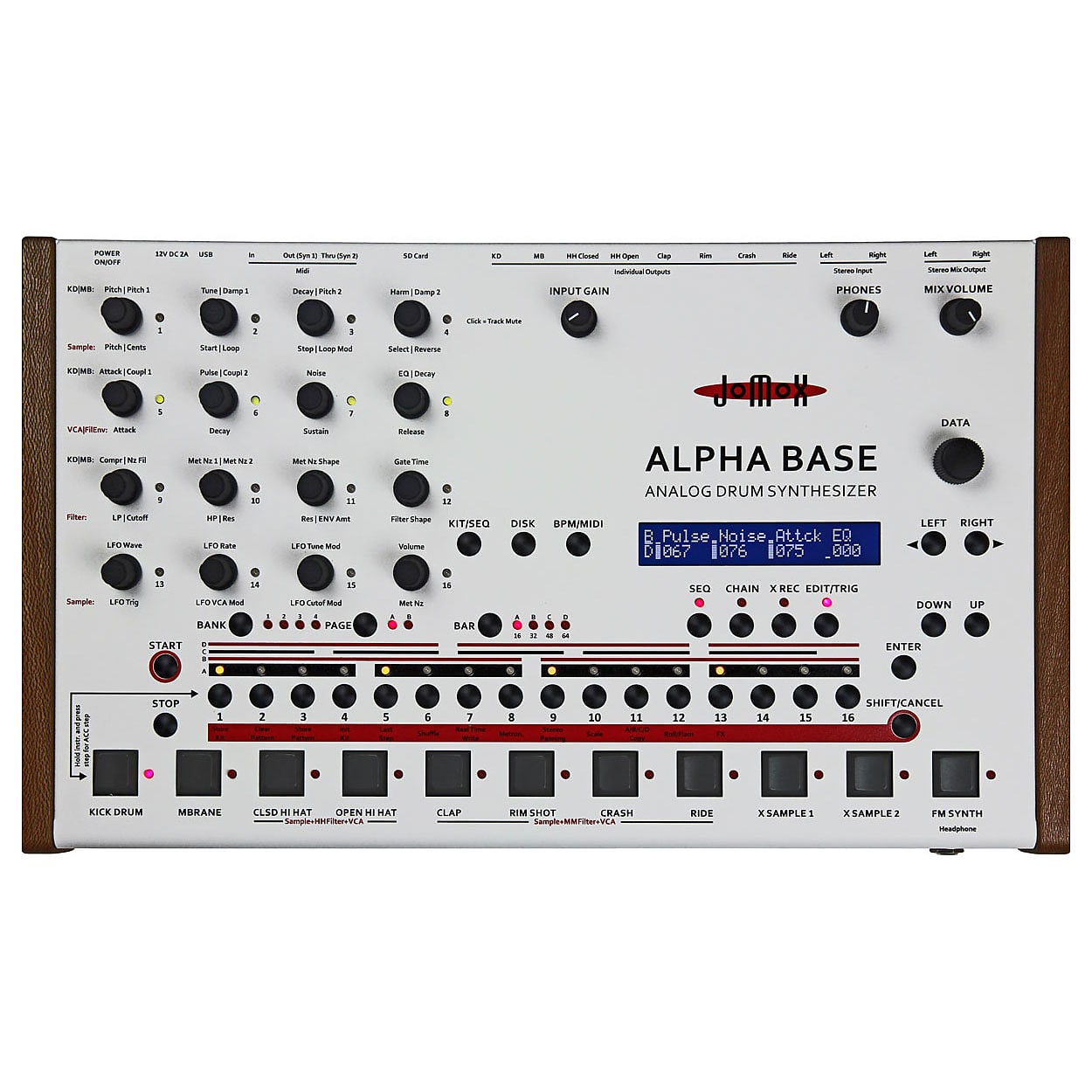 JoMox Alpha Base Analog Drum Synthesizer Reverb