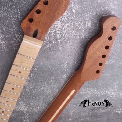 Mahogany T Style Neck, Flame Maple Board, Stainless Steel Frets, T-Type Guitar, 22 Medium Jumbo Jescar Frets, T-Style Vintage Guitar Part And Replacement image 3