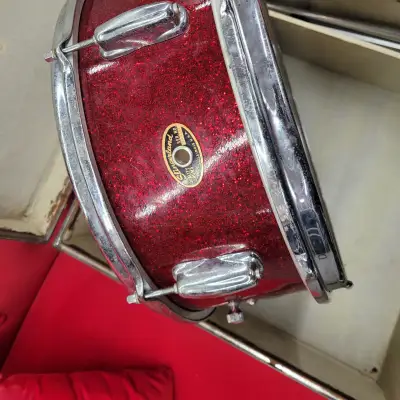 Slingerland Snare Drum With Case And Stand 1960s Red Sparkle image 1