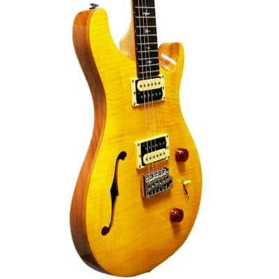 PRS SE Custom 22 Semi-Hollow Body Electric Guitar in Santana Yellow image 2
