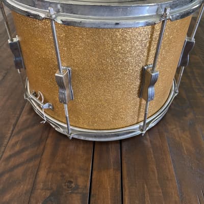 Vintage Ludwig Keystone Marching Snare 14x10 Keystone Marching Snare 1960s Gold Yellow Sparkle image 5