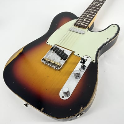 2014 Fender Custom Shop ’63 Telecaster Heavy Relic – 3 Tone Sunburst image 2