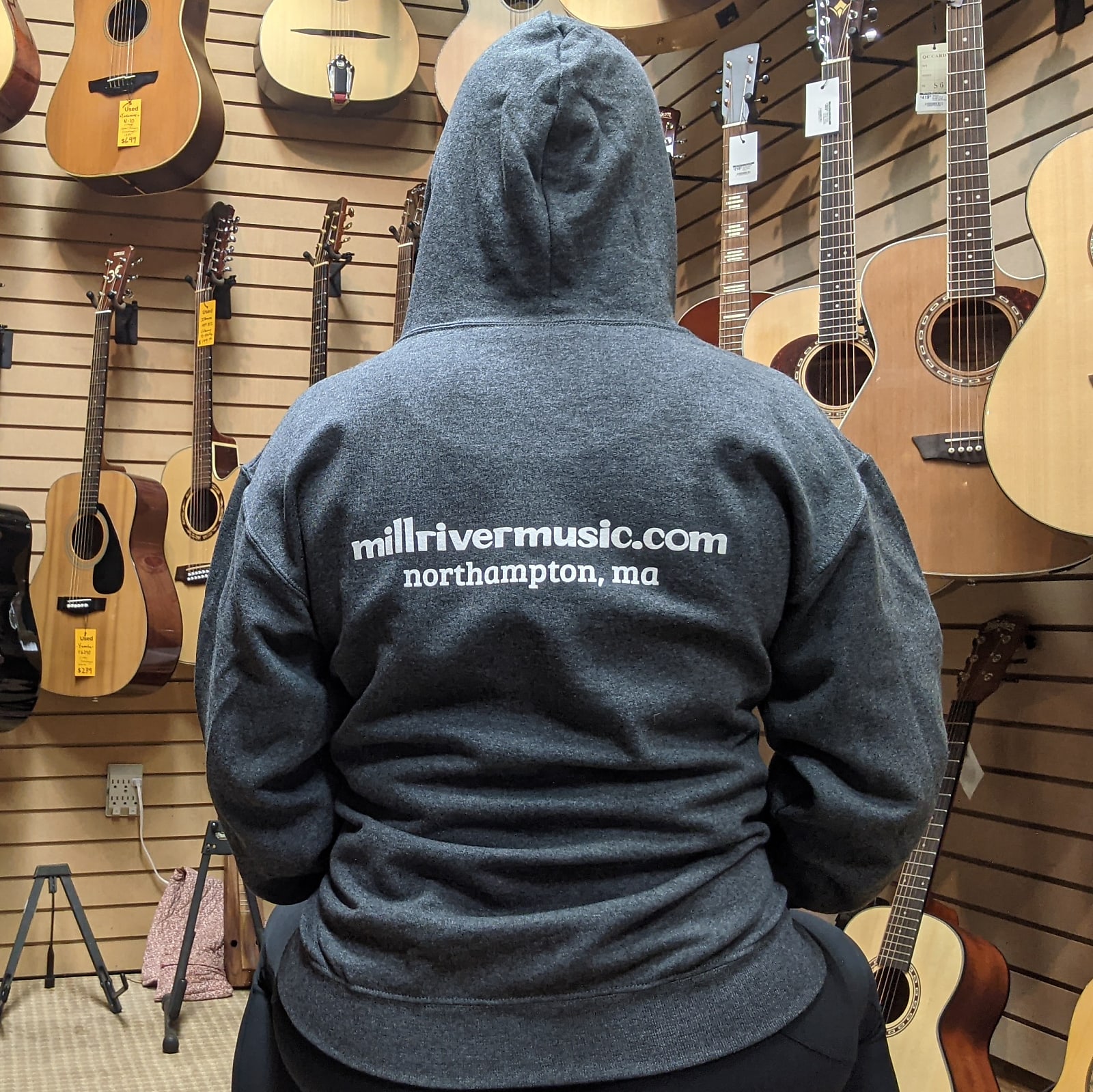 Mill River Music Zip Hoodie 1st Edition Main Logo Unisex Charcoal Heather Small