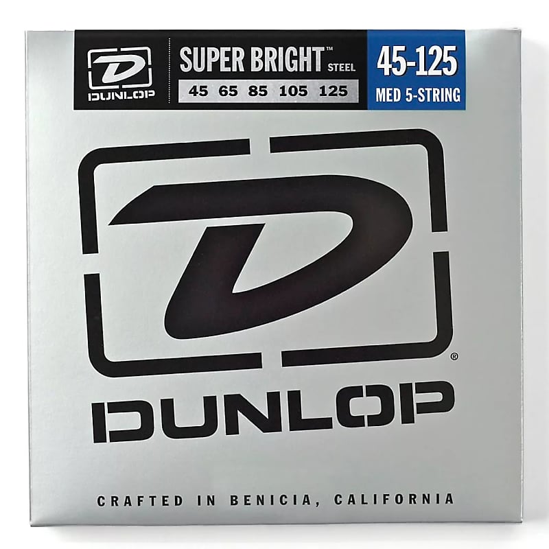 Dunlop DBSBS45125 Super Bright Stainless Steel 5-String Bass Strings - Medium (45-125) image 1