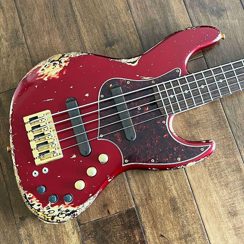 Xotic XJ-1T Jazz-Style 5-String Bass Guitar Candy Apple Red Rosewood