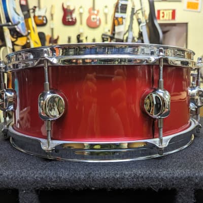 Closet Find! 1990s Pacific by Drum Workshop Made In Taiwan Ruby Red Wrap 5 1/2 x 14" Snare Drum  - Looks & Sounds Excellent! image 5