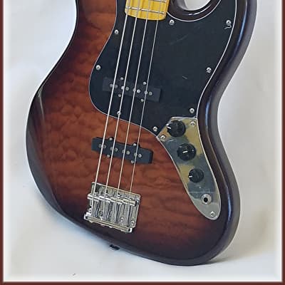 Jazz bass with quilt maple top ( Rosewood OR Maple FB ) by Dillion image 1