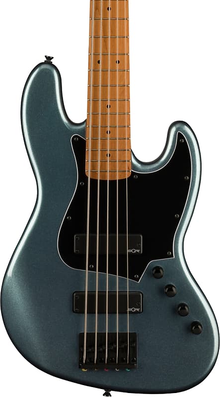 Squier Contemporary Active Jazz Bass HH V 5-String Bass, Gunmetal Metallic image 1