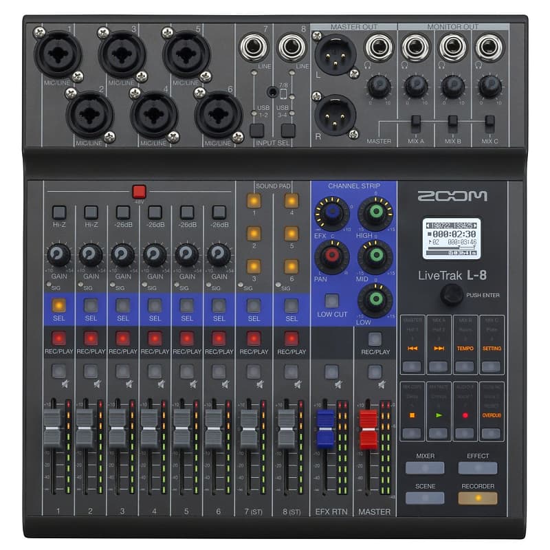 Zoom LIVETRAK-L8 LiveTrak L-8 Multi-Track Recording Mixer image 1