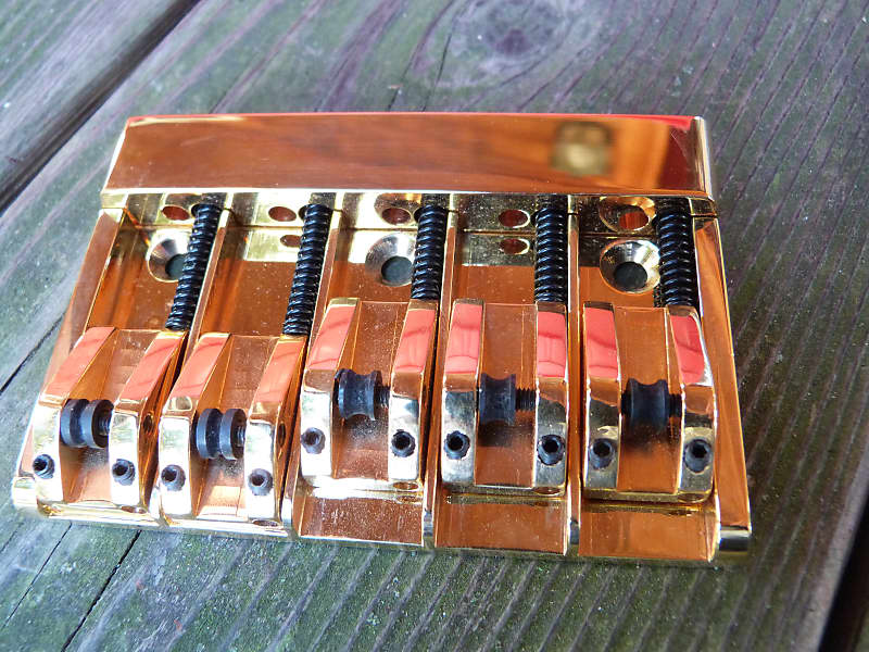 ABM 5 string gold bass bridge  gold image 1