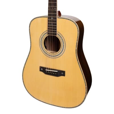 Saga SL65 All-Solid Spruce Top Rosewood Back & Sides Acoustic-Electric Dreadnought Guitar | Natural Gloss image 3