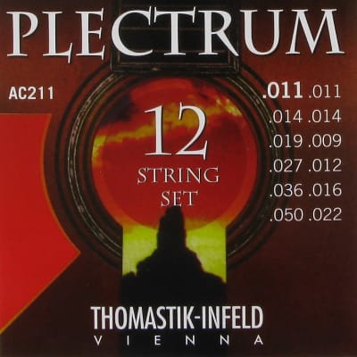 Thomastik-Infeld AC211 Plectrum 12-String Plain Steel Acoustic Guitar Strings - Light (.11 - .50)