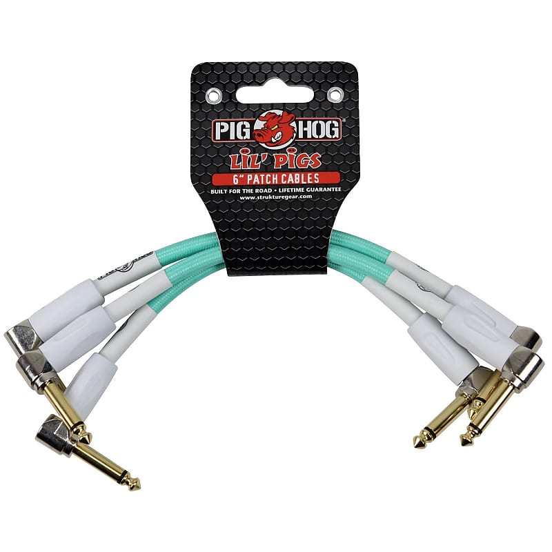 Pig Hog Lil Pigs 6 inch 3-Pack Patch Cables - Seafoam Green image 1