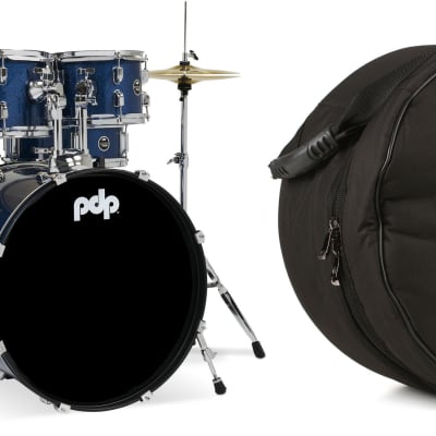 PDP Center Stage PDCE2215KTRB 5-piece Complete Drum Set with Cymbals - Royal Blue Sparkle  Bundle with Humes & Berg Galaxy Mounted Tom Bag - 8" x 12" image 1
