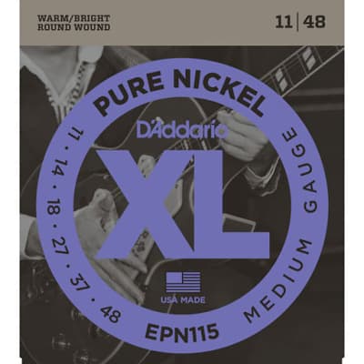 D'Addario EPN115 Pure Nickel Electric Guitar Strings (Medium, 11-48) image 2
