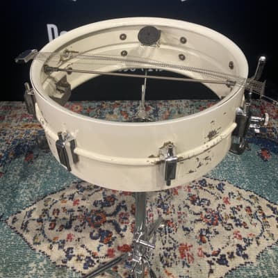 Leedy 5x14" "Broadway" Parallel, Metal Snare Drum, Incomplete 1940s - White Lacquer Over Brass image 1