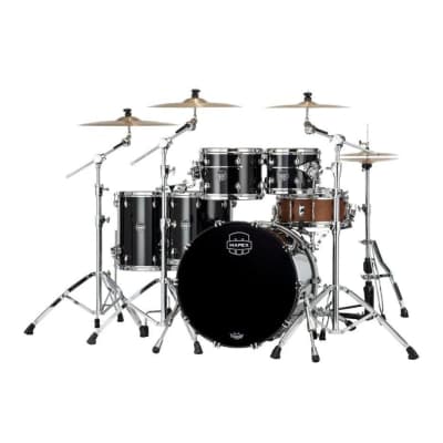 Mapex Saturn Evolution Workhorse 5 Pc Maple Drum Set w/o Snare 22/10/12/14/16 Piano Black image 1