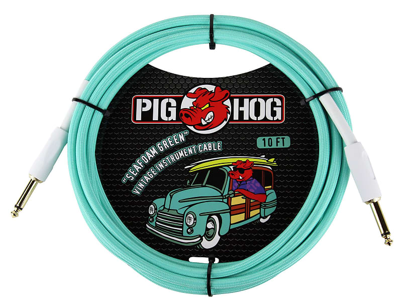 Pig Hog Seafoam Green 10' Foot Guitar Instrument Bass Patch Cable 1/4 Mono Cord image 1