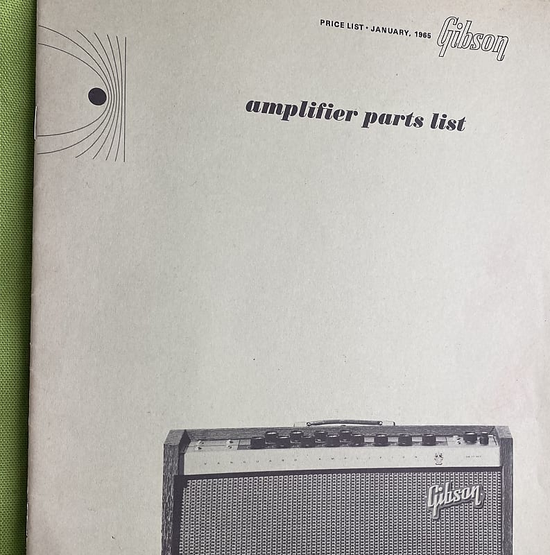 Vintage 1965 Gibson Amplifier Parts Price list Speaker and Reverb