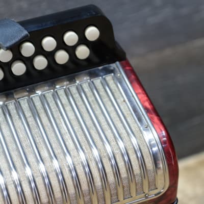 Hohner Erica 2-Row 8-Bass 21-Treble Button G-C Red Diatonic Accordion w/Case image 17