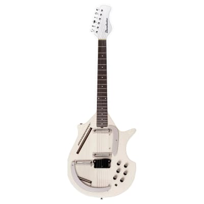 Danelectro Coral Sitar Reissue Guitar with Hardshell Case Bundle - White Crackle image 3
