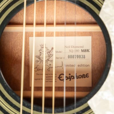 2000 Epiphone MIK SQ-180 Neil Diamond Signature Limited Edition - Metallic Black | Korea Custom Acoustic Guitar | Case image 20