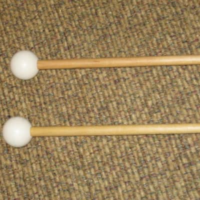 one pair new old stock near A+ Mike Balter MB93B (93B) Extra Hard Keyboard Mallets, 1 plastic (phenolic) round white HEADS and natural birch HANDLES - mid to late 1990s (+ packaging) Unwound Series image 18