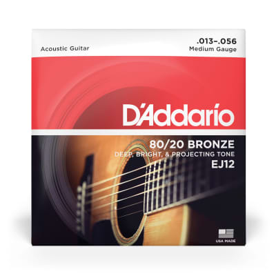 D’Addario EJ12 Medium 80/20 Bronze Acoustic Guitar Strings 13-56 image 1