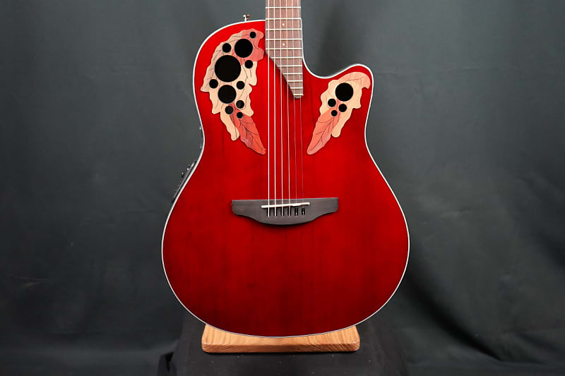 Ovation CE44-RR-G Celebrity Elite Ruby Red Acoustic Guitar Mid Bowl image 1