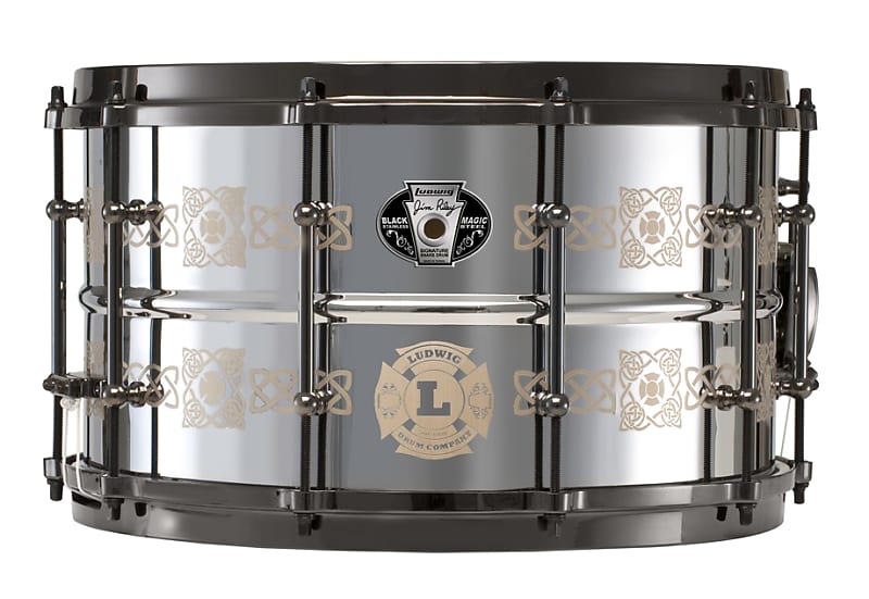 Ludwig LW0814JR Jim Riley Signature Black Magic 8x14" Stainless Steel Snare image 1