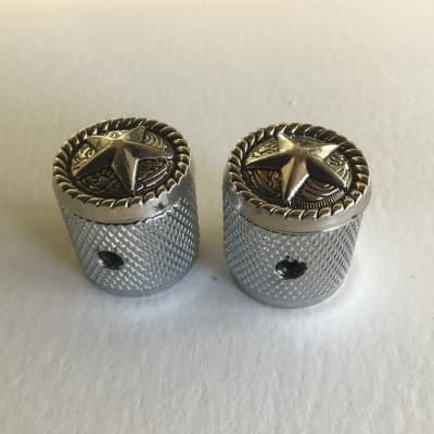 Silver star knurled guitar knobs for sale