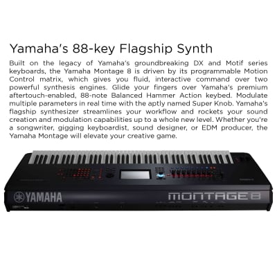 Yamaha Montage8 88-Key Flagship Music Synthesizer Workstation with Heavy Duty Z-Stand, Bench and Flash Drive image 2