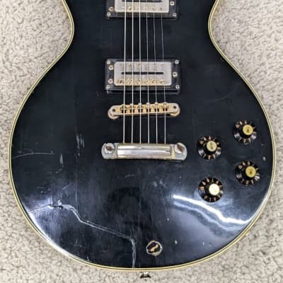 Very Cool Vintage Univox LP Style Cutaway Electric Guitar w/Case, Black - 1970s? image 3