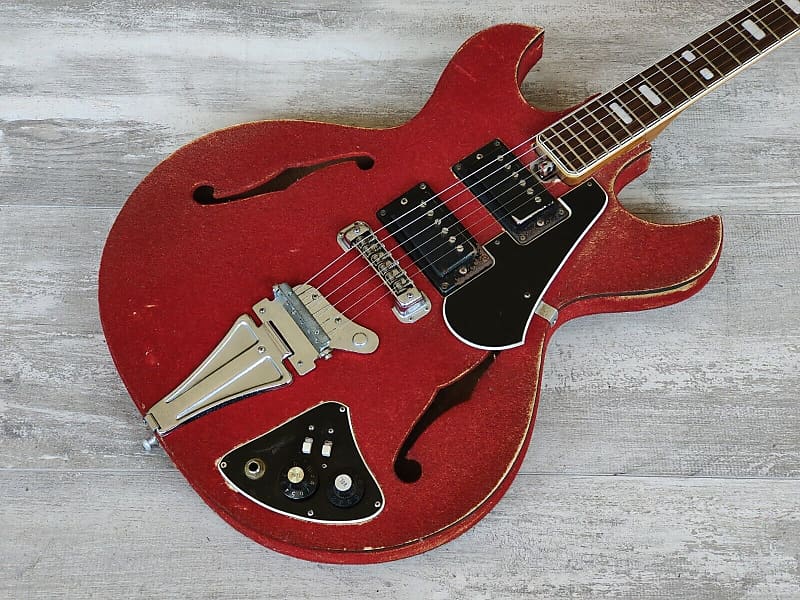 1960's Kawai Japan Vintage Hollowbody Electric Guitar (Red Felt) image 1
