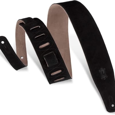 Levy's Leathers MS26-BLK 2.5" Hand-Brushed Suede Guitar Strap, Black image 1