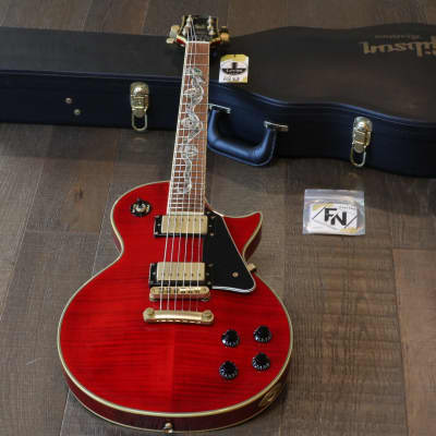 Jay Turser Serpent Les Paul Stle Guitar Trans Red Flametop + Case for sale