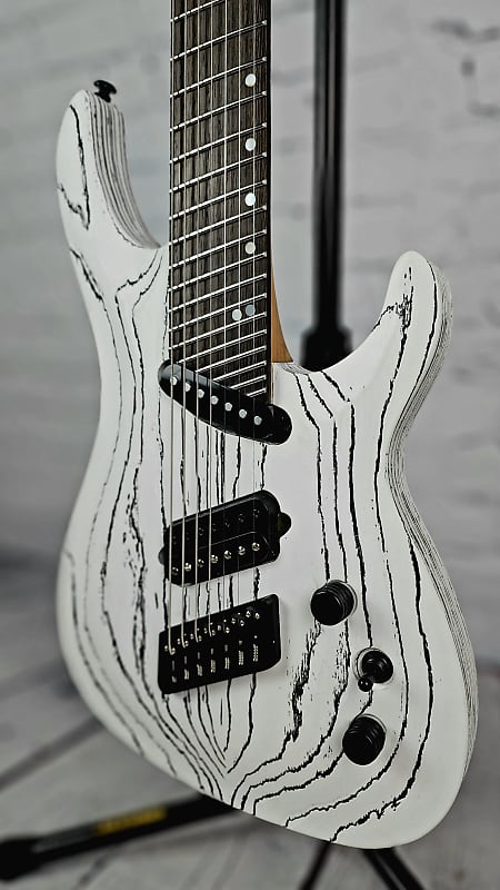 Ormsby Guitars SX GTR 7 String Electric Guitar White/Black Exposed Grain Ash